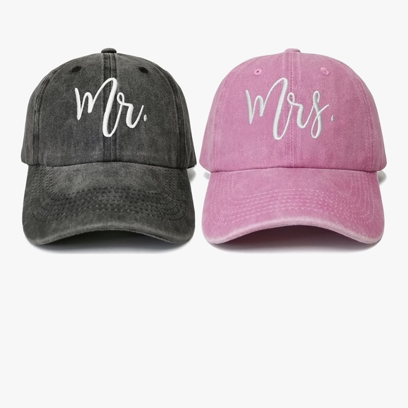 Mr. and Mrs. Embroidered Caps